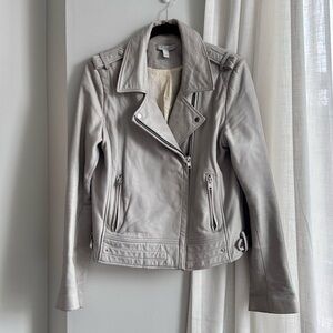 Beautiful Gray Genuine Leather Motorcycle Jacket